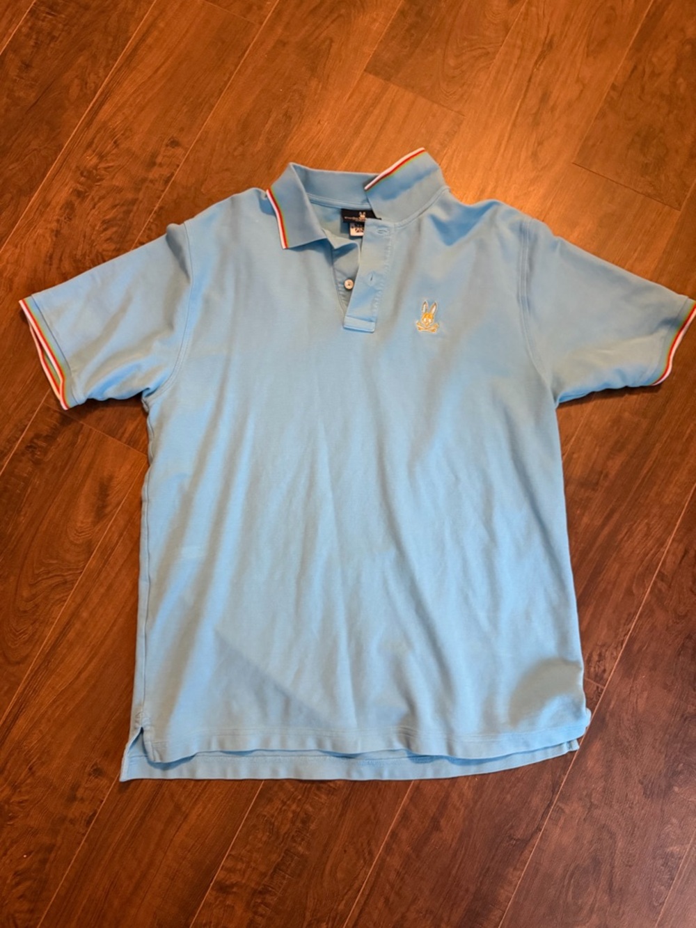 Psycho Bunny Light Blue Polo with Red-Trim Accents